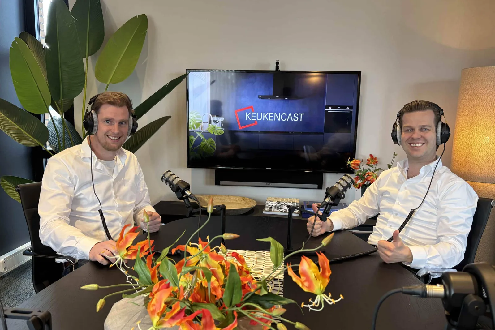 Opname van Keukencast in de podcaststudio