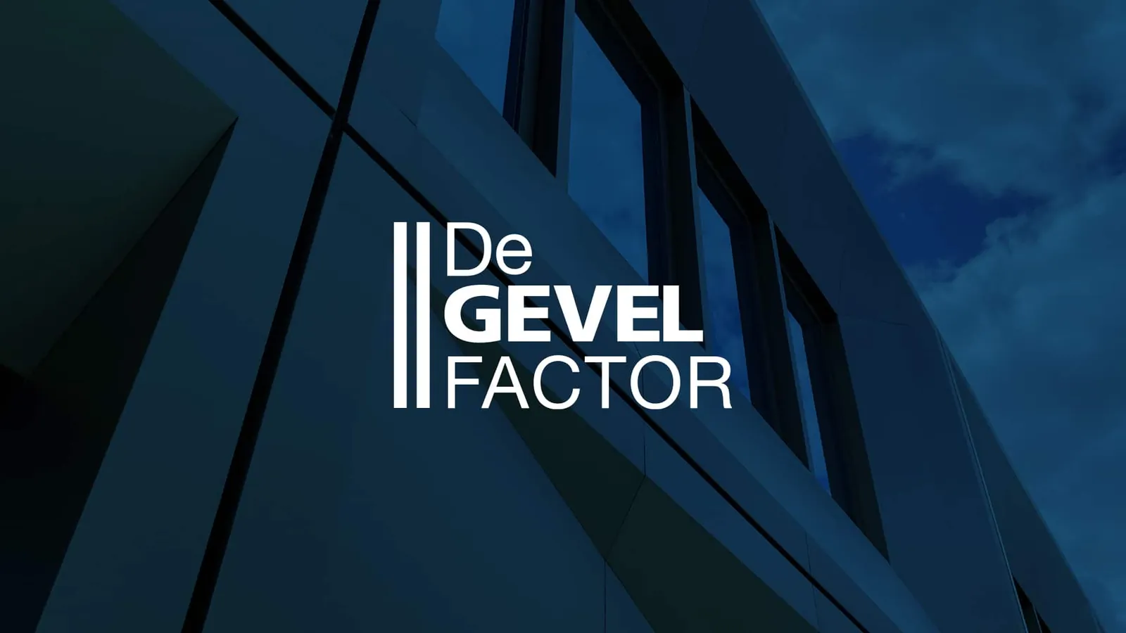 Logo of De Gevelfactor on a dark blue facade