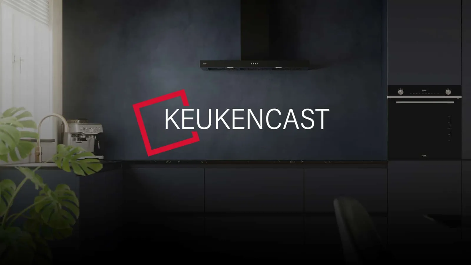 Keukencast-logo in een keuken