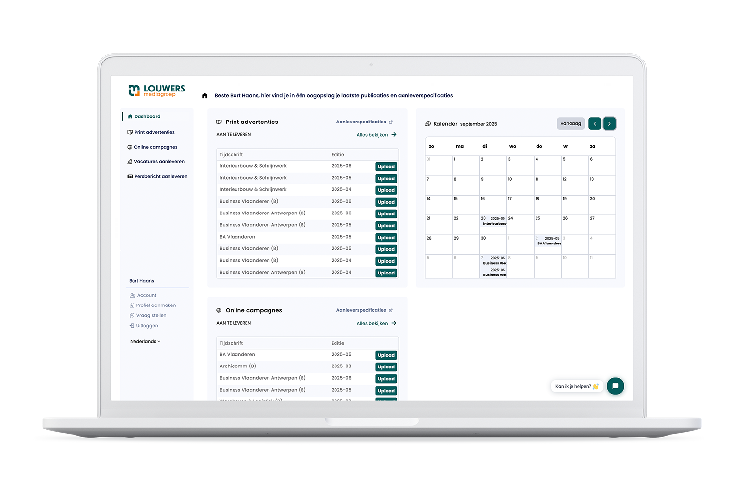 Louwers Mediagroep - Anweisungen für das Kundenportal